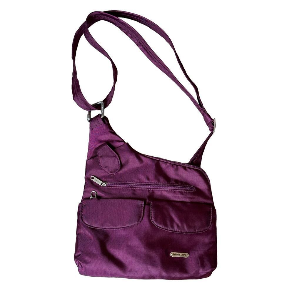 Travelon Anti-Theft Classic Crossbody bag/purse, Purple canvas;